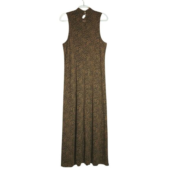 Garnet Hill Leopard Animal Print Maxi Dress Sleeveless Brown Black Casual Size L - Picture 7 of 16